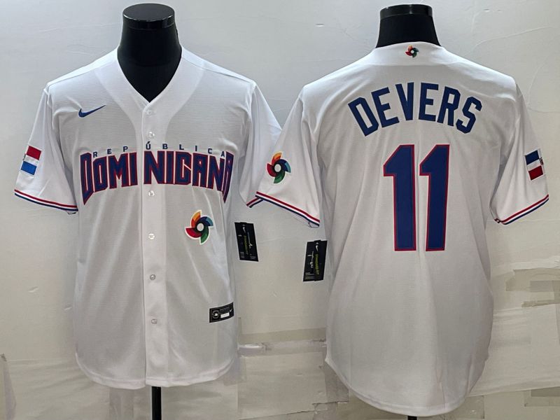 Men 2023 World Cub #11 Devers White Nike MLB Jersey8->more jerseys->MLB Jersey